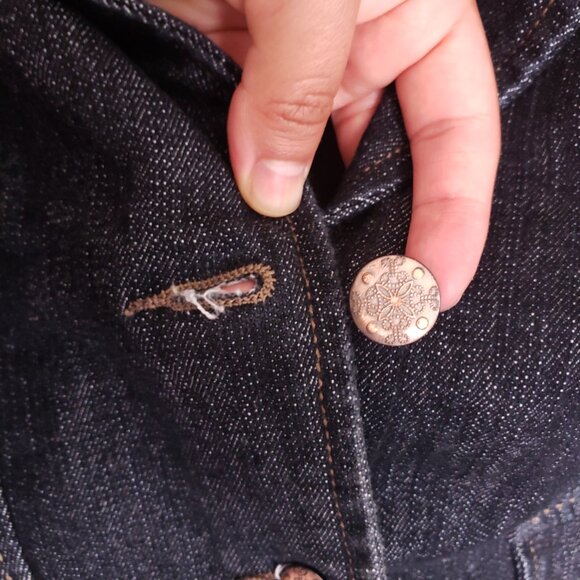 Yuva Navy Blue Button Long Sleeve Denim Jean Jacket Size XL - Picture 10 of 13